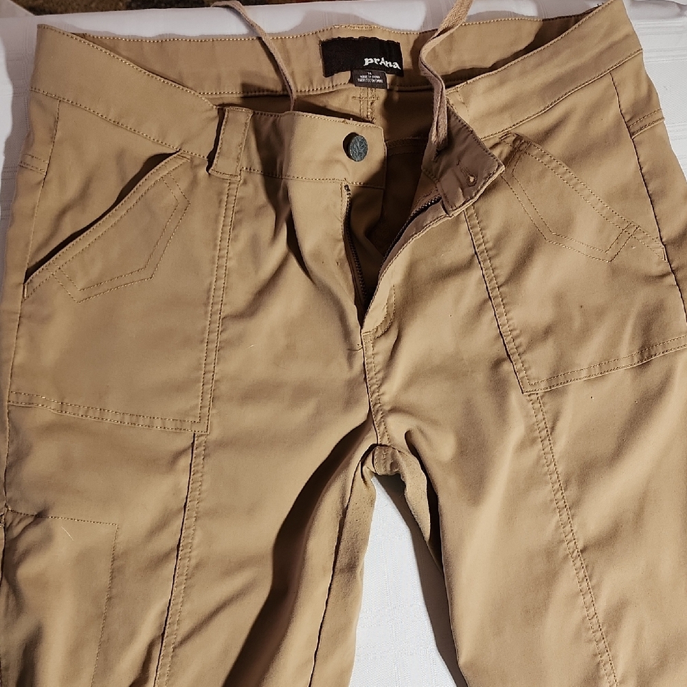 Prana Women's Convertible Zipper Leg Cargo Pants in Tan